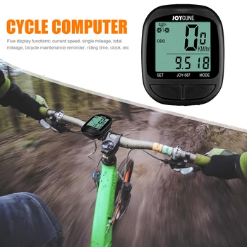 Vandtæt Cykling Cykel Computer-LCD-Digital Cykel Kilometertæller Kablede Stopur, Dual Sensor Cykel Speedometer Hastighed 188349