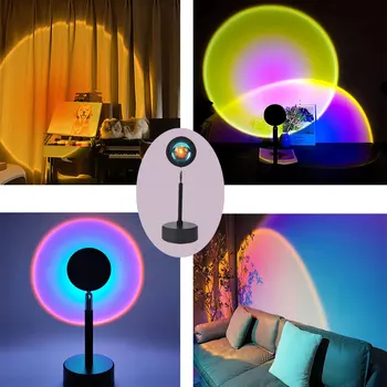 Atmosfære USB-Led Nat Lys Rainbow Solnedgang Projektor Lampe til Hjemmet Og Butikken Baggrund vægdekoration bordlampe 188769