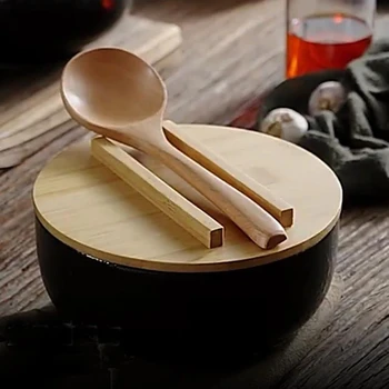 Japansk kreative ik sæt, kommercielle bambus hat keramisk skål, husholdning store ramen, ris, nudler, suppe skål