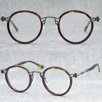 Zerosun Titanium Briller Rammer Mandlige Runde Briller Mænd Ultralet Briller Ikke Skrue Nørd Briller for Recept for Nærsynethed 188978