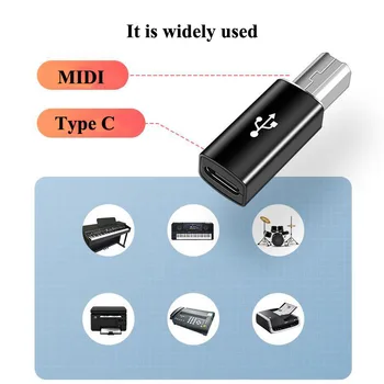 USB-C Female til USB Type B Midi Adapter Til Bærbar computer, Tablet MacBook Pro / Air Type C Printer, Scanner Instrumenter Midi Converter
