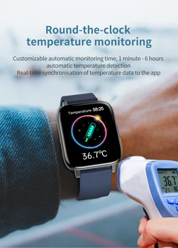 Smart ur 1,7 tommer Temperatur, der Overvåger puls, Blodtryk DIY ringer Sport ure IP68 Vandtæt til xiaomi iphone