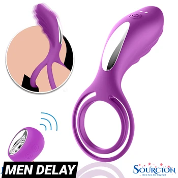 SourcionA Mandlige Forsinke Ejakulation Vibrating Cock Ring med Klitoris Stimulation Vibrator Sex Legetøj til Par Mænd Penis Ring Erotisk Legetøj