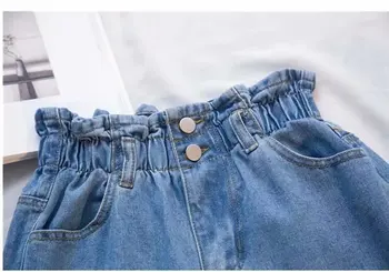 Kvinder er Denim Shorts Sommer Sort Størrelse 5XL Harem Flæsekanter Hvid Højtaljede Shorts Elastisk Talje Jeans til Kvinder 1901