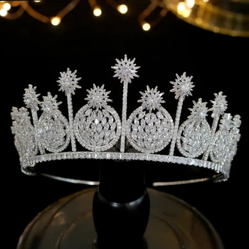 Luksus bryllup hår tilbehør tiara hovedklæde brud zirkonia crown bryllupsfest dimissionsfest crown bryllup tilbehør 190606