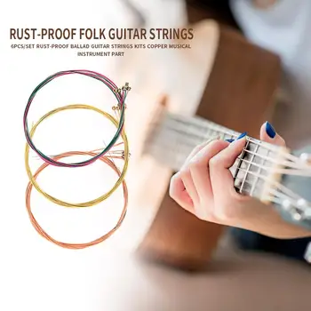 6stk/set Holdbar Guitar Strenge Ikke Let at Beskadige Rust-bevis Ballade Guitar Strenge Kits Kobber musikinstrument Del