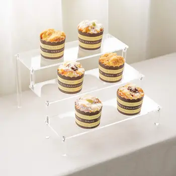 Klar Akryl Display Stå Parfume Desserter Indehaveren Cupcake Morgenfriske Trin Hylde Til Arrangør og Dekoration