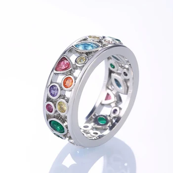 UILZ Farverige Kvinder Hule Ud Geometriske Sten Ringe Cocktail Party Kvindelige Finger Ring Fancy Stilfulde Ringe Smykker