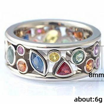 UILZ Farverige Kvinder Hule Ud Geometriske Sten Ringe Cocktail Party Kvindelige Finger Ring Fancy Stilfulde Ringe Smykker
