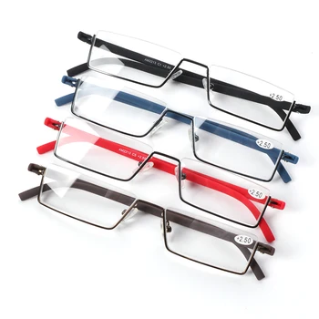 Qutzzmnd TR90 Rustfrit Stål Læsning Briller Halv Frame Anti-Reflekterende Unisex Kvinder Mænd Optisk Spejl Presbyopi Brillerne Sag