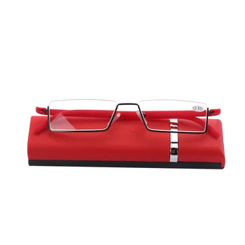Qutzzmnd TR90 Rustfrit Stål Læsning Briller Halv Frame Anti-Reflekterende Unisex Kvinder Mænd Optisk Spejl Presbyopi Brillerne Sag
