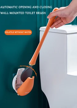 Silikone pensel hovedet toilet børste ingen døde hjørne vask toilet børste husstand vægmonteret kreative badeværelse rengøring TPR 193176