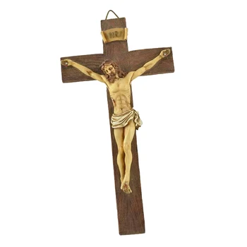 Religiøse Harpiks Jesus Kristus Krucifiks Statue Hellige Figur Håndværk Væggen Gave 1934