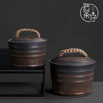 Retro Japansk tekande Keramiske Sten, Ler Små Keramiske Krukker Stash Kina Kreative Te Container Vintage Køkken Dunk T5P