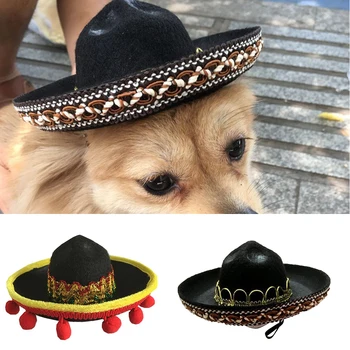 Mini Sombrero Sjove Pet Hat Justerbar Mini Mexicansk Stil Strå Hat Til Hund, Kat Part Forsyninger Til Hund Kostume 19384