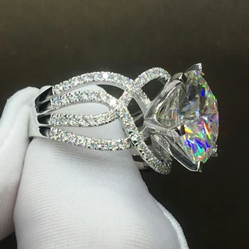 Huitan Smukke Kvinder Vintage Wedding Ring Micro Banet Cubic Zirconia Strålende Brude Ægteskab Part Ringe Høj Kvalitet Smykker 194143