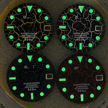 Ændret crackle skive skx007 / 009 abalone-serien grønne lysende passer til nh25 bevægelse 194208