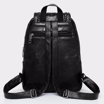 2020 Kvinders Ægte læder rygsæk, skoletaske klassisk sort vandtæt, travel multi-funktion Skulder taske
