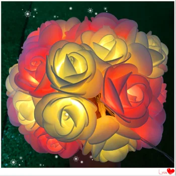 Nye 1,5 M 10LED Kunstig Rose Flower Garland String Lys LED kulørte Lamper Valentinsdag Bryllup julefrokost Dekorationer 194857