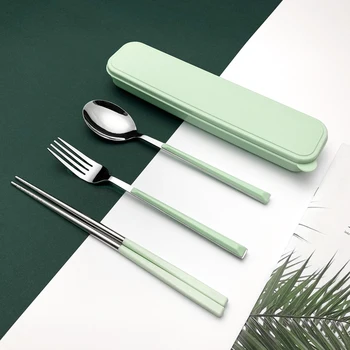 Bærbare ik sæt koreanske spisepinde gaffel, ske tre-delt sæt kreative udendørs køkken rejse ik box