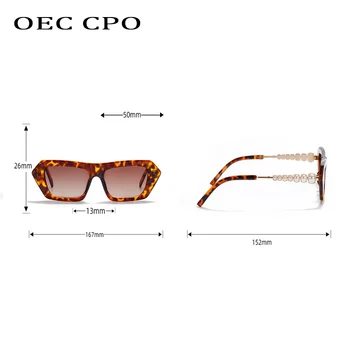 OEC CPO Fashion Perle Square Solbriller Kvinder Brand Tendens Solbriller Damer Beige Briller Retro Kvindelige Brillerne UV400 Oculos De 195065