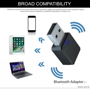Bluetooth Audio 5.1 Receiver Transmitter Mini 3,5 mm Jack AUX USB-Musik i Stereo Trådløse Adapter Bil Bluetooth-Højttalere Hands-free