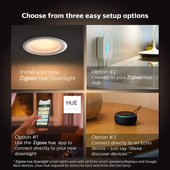 Zigbee 3.0 Smart Downlight 4inch Dæmpbar Loft Lys 10W Hue Kompatibel Alexa Echo Plus Google Startside SmartThings Zigbee2Mqtt