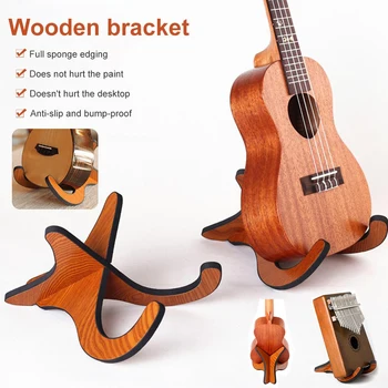Træ-Ukulele Holder Stand Sammenklappelig Guitar, Bas, Violin Bærbare Display Stativer med Eva Bump-Bevis Lim Strip Let at Opbevare