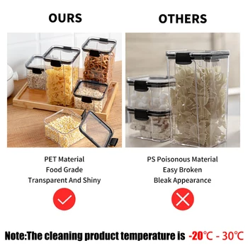 2/3/4STK PET-Plast Mad Containere Gennemsigtig Stabelbare Tør Opbevaring af Mad Max Køkken Spaghetti, Nudler Forseglede Beholdere