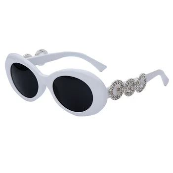 Rhinestone Ovale Solbriller Kvinder Luksus Diamant Retro Solbriller Mænd Brand Designer Runde Solbriller Kvinder 2020 Vintage Brillerne