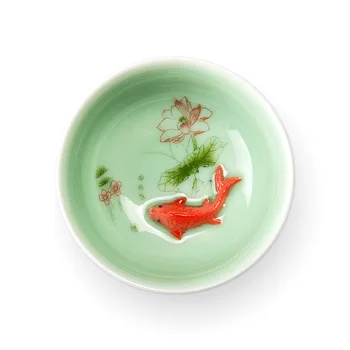 1stk Kinesisk Porcelæn Te Kop Celadon Fisk kop Sæt potten Drinkware Keramiske Kina Kung Fu Gave