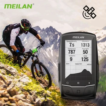 Meilan M1 GPS-cykelcomputer Med Bryst-pulsmåler Hastighed /Kadence Sensor Trådløse Navigation, Bluetooth Kilometertæller Cykel
