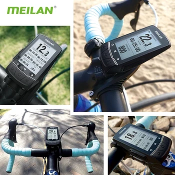 Meilan M1 GPS-cykelcomputer Med Bryst-pulsmåler Hastighed /Kadence Sensor Trådløse Navigation, Bluetooth Kilometertæller Cykel