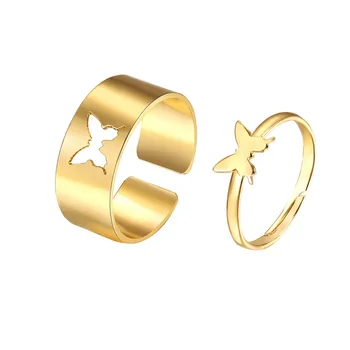 LETAPI Trendy Guld Butterfly Ringe Til Kvinder, Mænd Elsker Par Ringe Sæt Venskab Engagement Bryllup Åbne Ringe 2021 Smykker