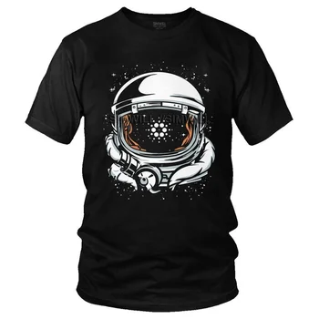 Cardano Tshirt Mænd Nyhed Tees Top Bomuld T-Shirt med Korte Ærmer ADA Cryptocurrency og Sjove Astronaut Taxa til Månen T-shirt