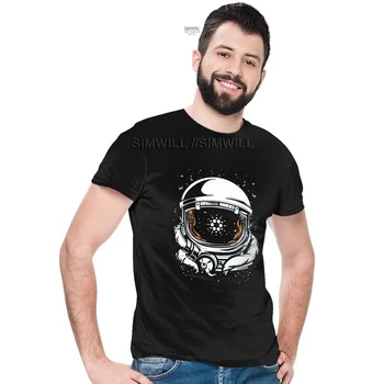 Cardano Tshirt Mænd Nyhed Tees Top Bomuld T-Shirt med Korte Ærmer ADA Cryptocurrency og Sjove Astronaut Taxa til Månen T-shirt