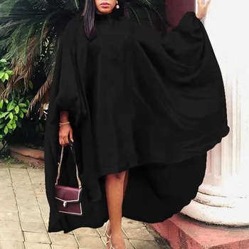Batwing Ærme Kvinder Plus Size Kjole Elegant Løs Almindelig Lang Robe 2020 Afrikanske Femme Kontor Dame Vestiods Nye Mode 20400