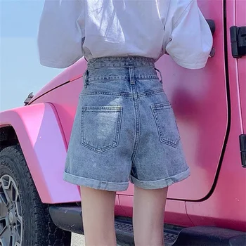 Mode til Kvinder Demin Shorts Casual Femme Sommeren Bred Ben opsmøgede Bukser Højtaljede Bukser koreanske Jeans til Piger 2021