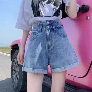 Mode til Kvinder Demin Shorts Casual Femme Sommeren Bred Ben opsmøgede Bukser Højtaljede Bukser koreanske Jeans til Piger 2021
