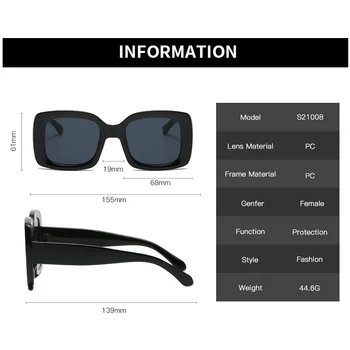 Nye damemode stor ramme square solbriller trendy unisex jelly farve solbriller med UV-street skydning catwalk party briller 21018