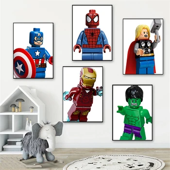 Marvel Avengers Lærred Maleri Superhelt Iron Man Spiderman Plakat og Grafik Væg Kunst Print på Lærred Dreng Soveværelse Dekoration 21153