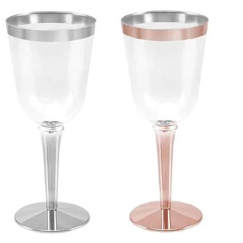 6/12/18pcs 240ml Sølv Kantede Engangs Plastik vinglas Premium Klart, Hårdt Plast Lyst til Vin Kopper til Bryllupper Party