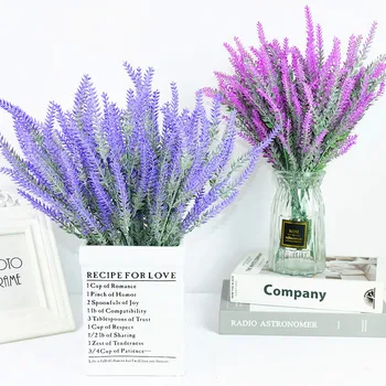 1P Kunstige Provence Lilla Lavendel Blomst Gren til Hjemmet Blomsterarter Arrangement Buket Blomster Bryllup Falske blomsterdekorationer 21207