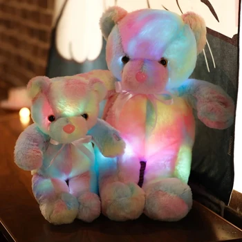 Kreative lyser LED Bamse Farverige Glødende Bære Bløde Lysende Toy Udstoppede Dyr Blød Dukke Til Børn Piger Julegave 21238