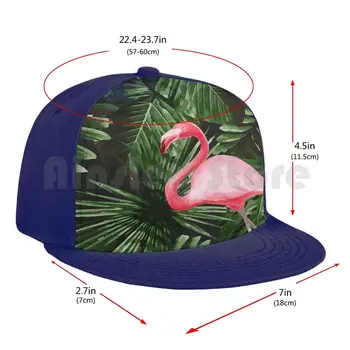 Tropiske Flamingo Og Blomster Palme Blade Grøn Sort Baseball Cap Unisex Mesh Casual Print Justerbar Tropisk Regnskov