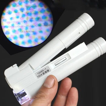 100X LED Lys Smykker Forstørrelse Håndholdt Mikroskop Objektiv Lup Fokus indstilles Lomme Forstørrelsesglas Led Makeup-Lampe 2142