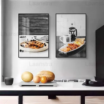 Lærred Maleri Plakater Mad, Frugt Pie Og Morgenmad Billede Køkken Restaurant Dining Room Decoration Væg Kunst, Home Decor