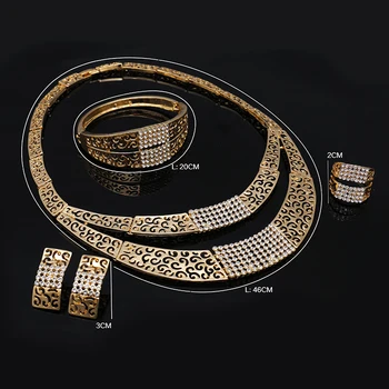 Fashion Kvinder Ædle Guld-farve Smykke Sæt Store Nigerianske Bryllup Afrikanske Smykker Sæt Afrikanske Perler Smykke Sæt