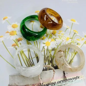 Retro Harpiks Ring Gennemsigtig Akryl Ring Farverige Rektangel Smykker Harpiks Elegante Tilbehør Til Kvinder Vintage Gaver Ring P6Q0 21920
