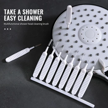 Brusehoved rensebørste Anti-tilstopning Pore Hul Børste 10 Sæt Børste Hoved Husstand Rengøring af Værktøj